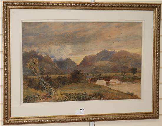 David Cox Junior, watercolour, Near Rossthwaite, signed and dated 1877 48 x 73cm.